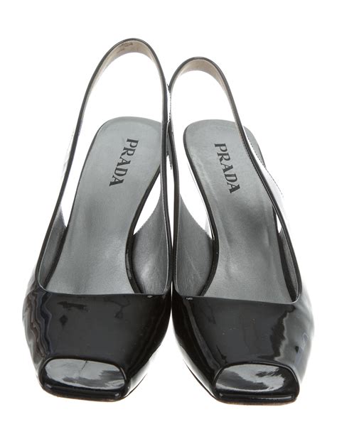 prada open toe low wedge slingback sandals|Prada platform.